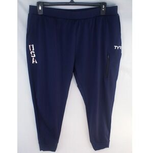 TYR USA Mens Active Joggers Navy Blue Athletic Pants XL Zipper Pockets Training